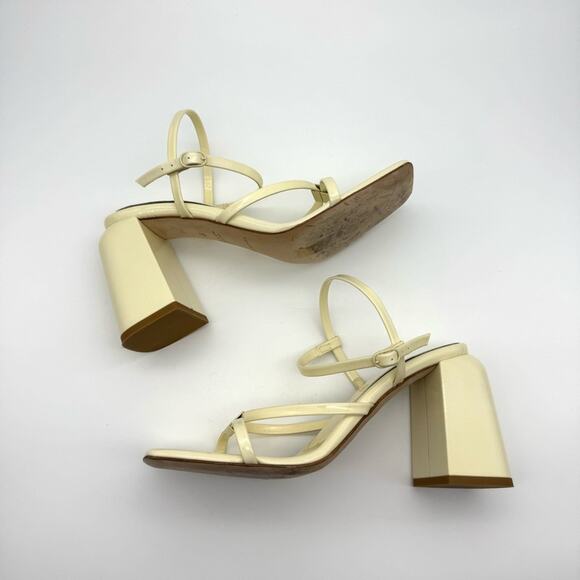 Dear Frances Cleo Sandal Block Heel Cream Pale Butter Yellow IT EU 37 US 7 - Picture 10 of 16